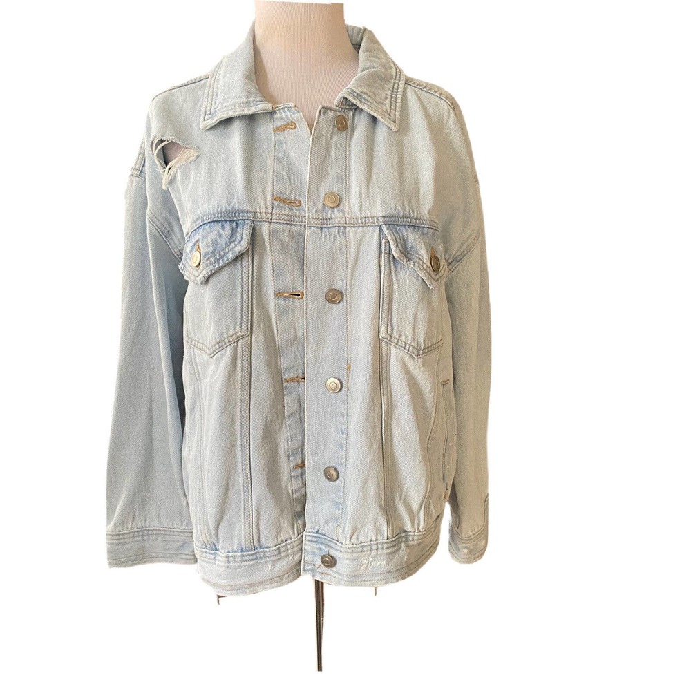 Celebrity Pink Women’s Size Large Blue Denim Jean Jacket Distressed